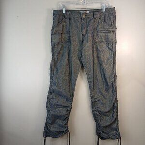 CREST JEANS BLUE SILVER SPARKLE ADJUSTABLE CROPPE CINCHED LEGS SIZE 13, NWOT